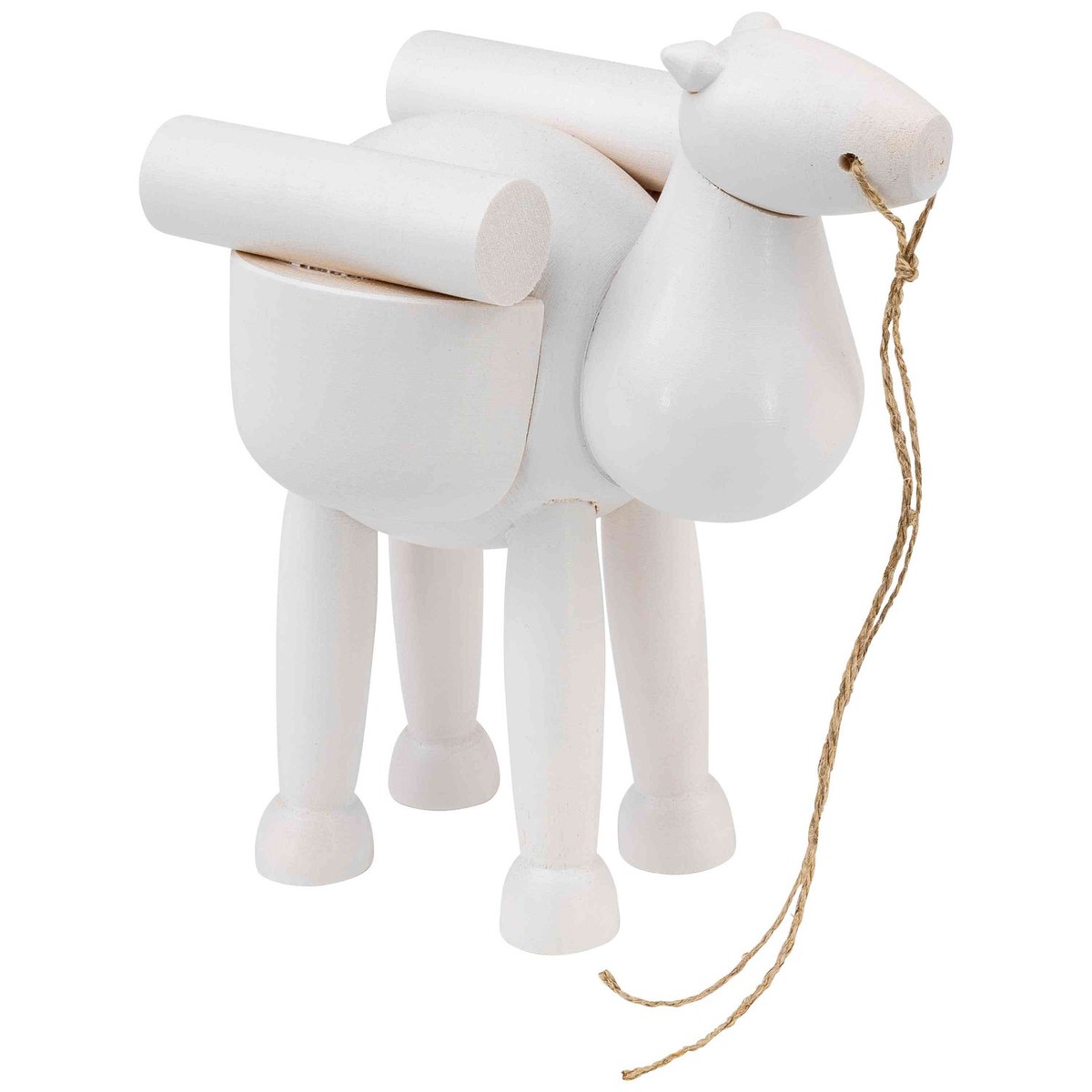 Standing camel with luggage, white, height 10cm