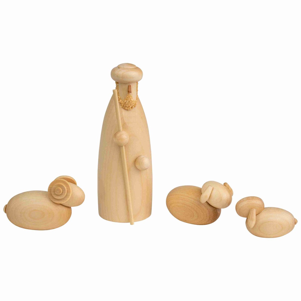 Shepherd standing with sheep, height 12cm