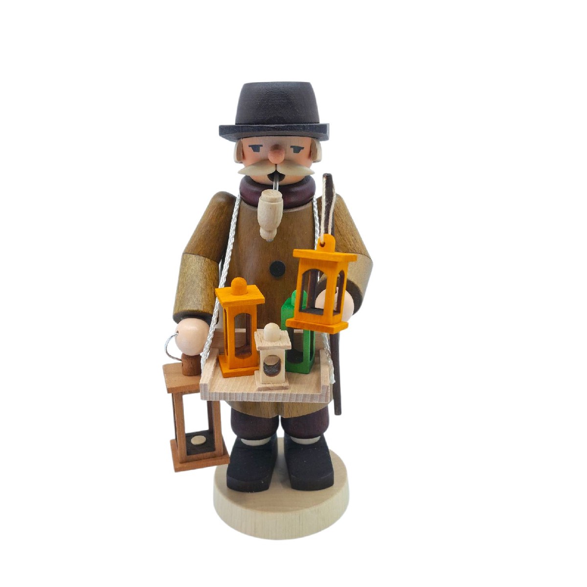 Smoking man lantern seller