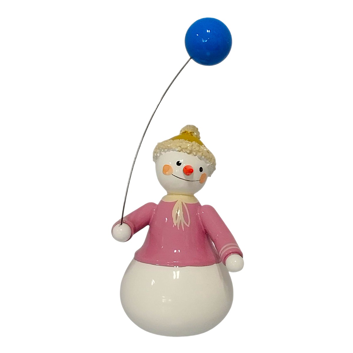 Snowman with balloon, blue