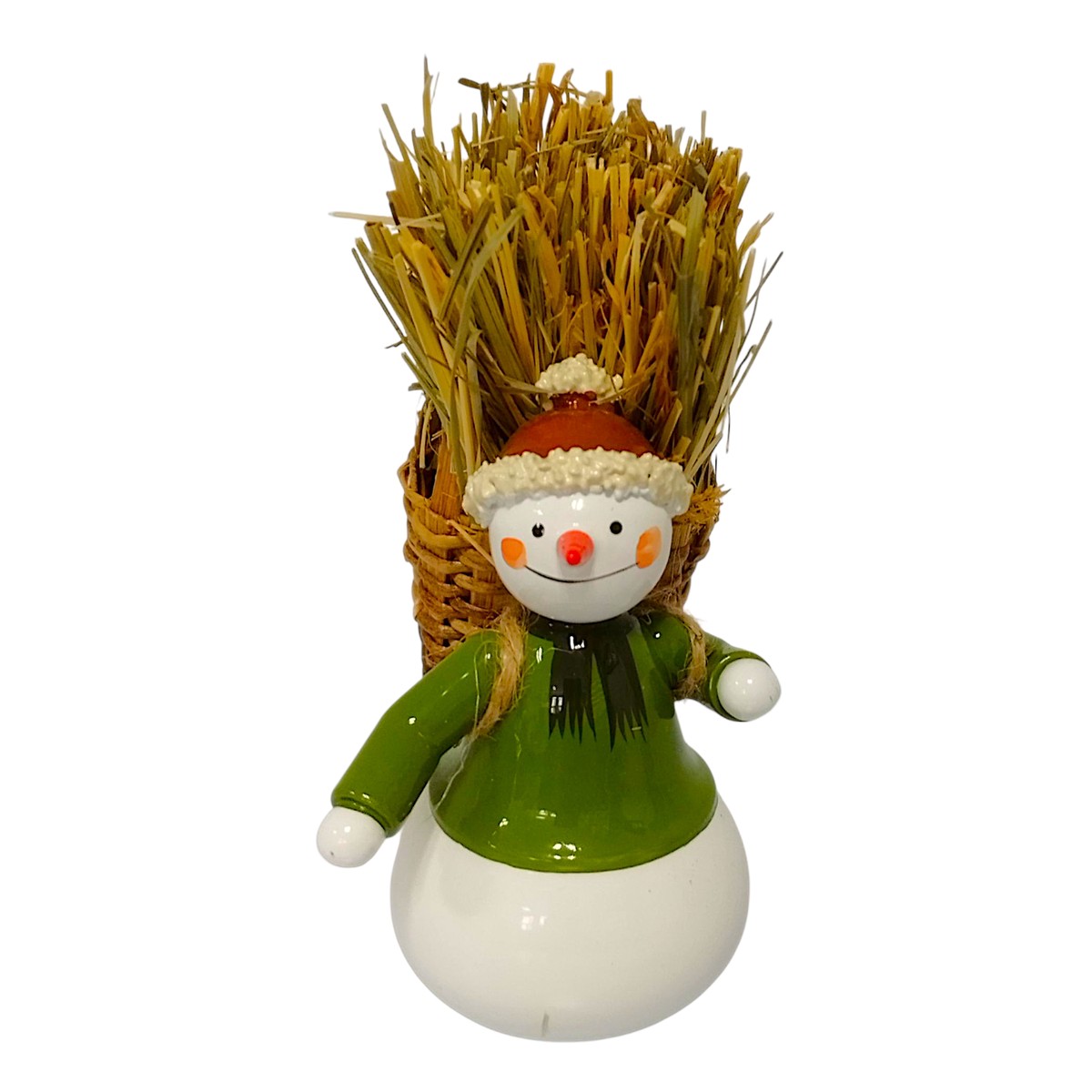 Snowman with hay basket