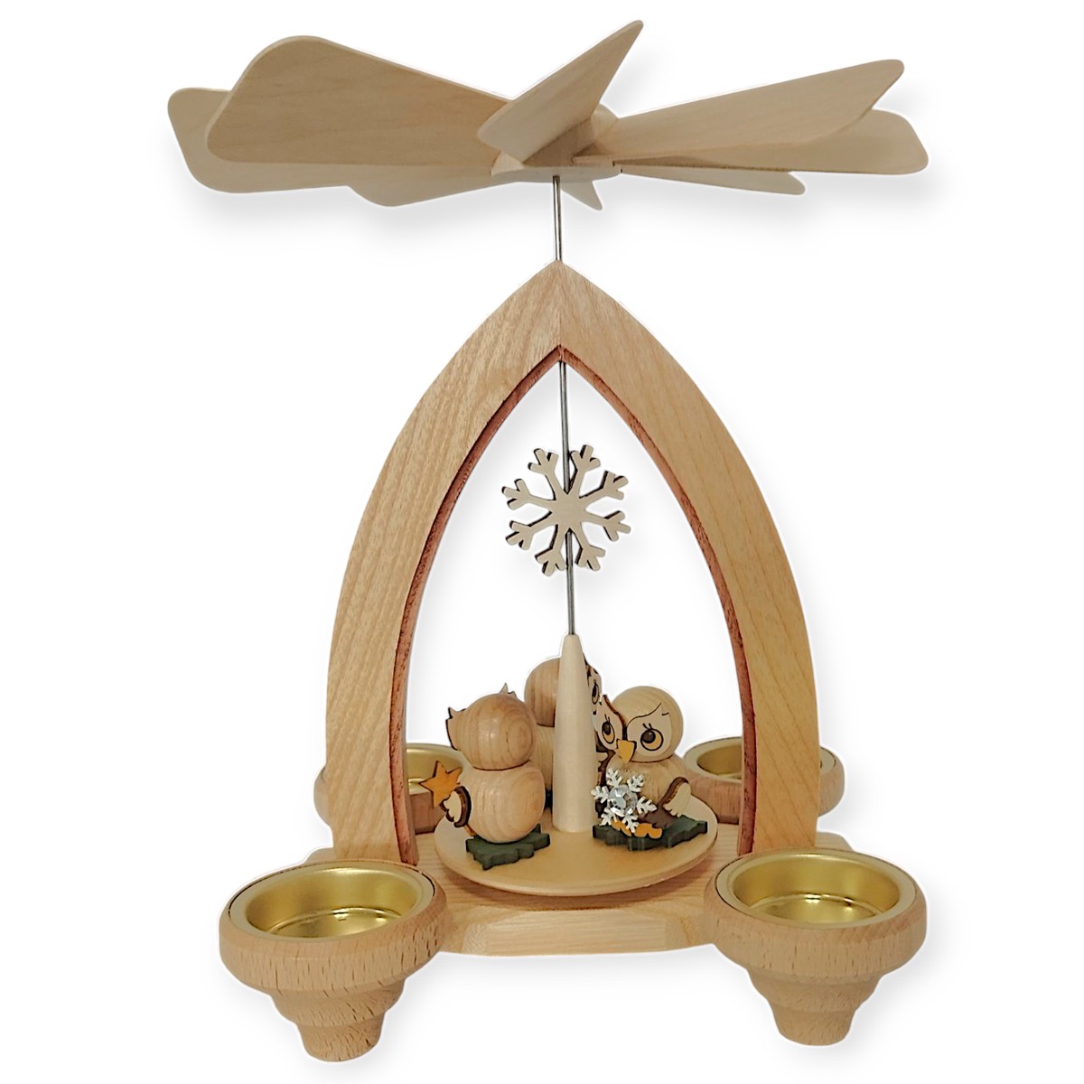 Pyramid for tea lights owls winter