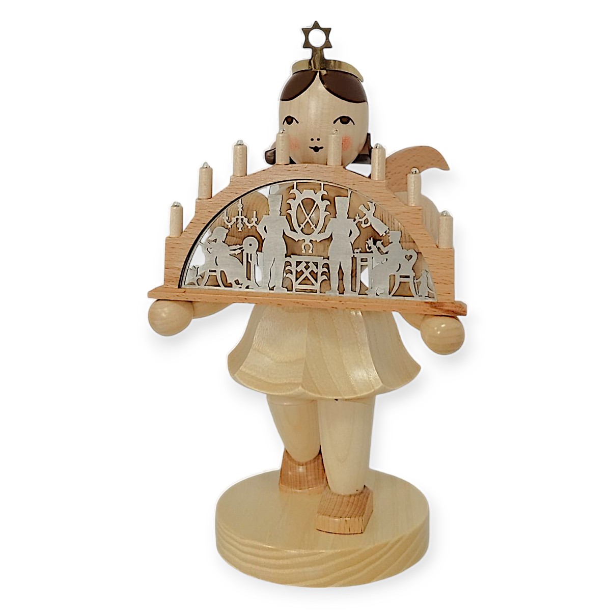 Blank short skirt angel with candle arch, electric