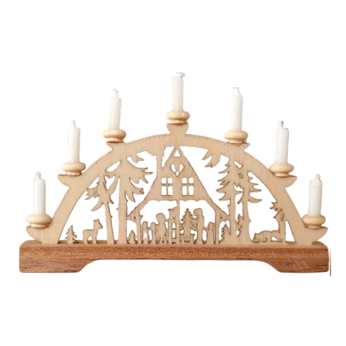 Mini candle arch forest house with white candles
