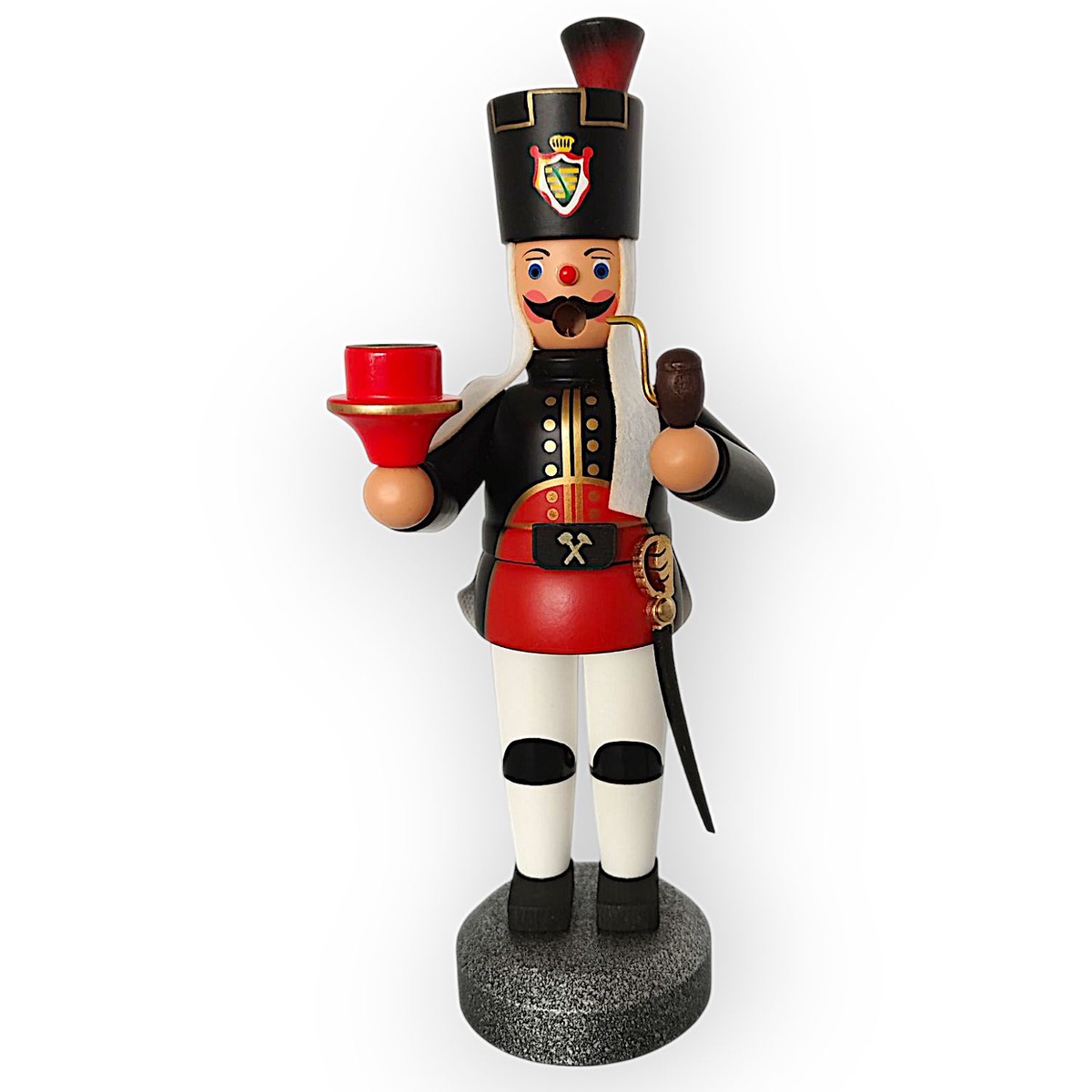 Smoking man miner with candle holder