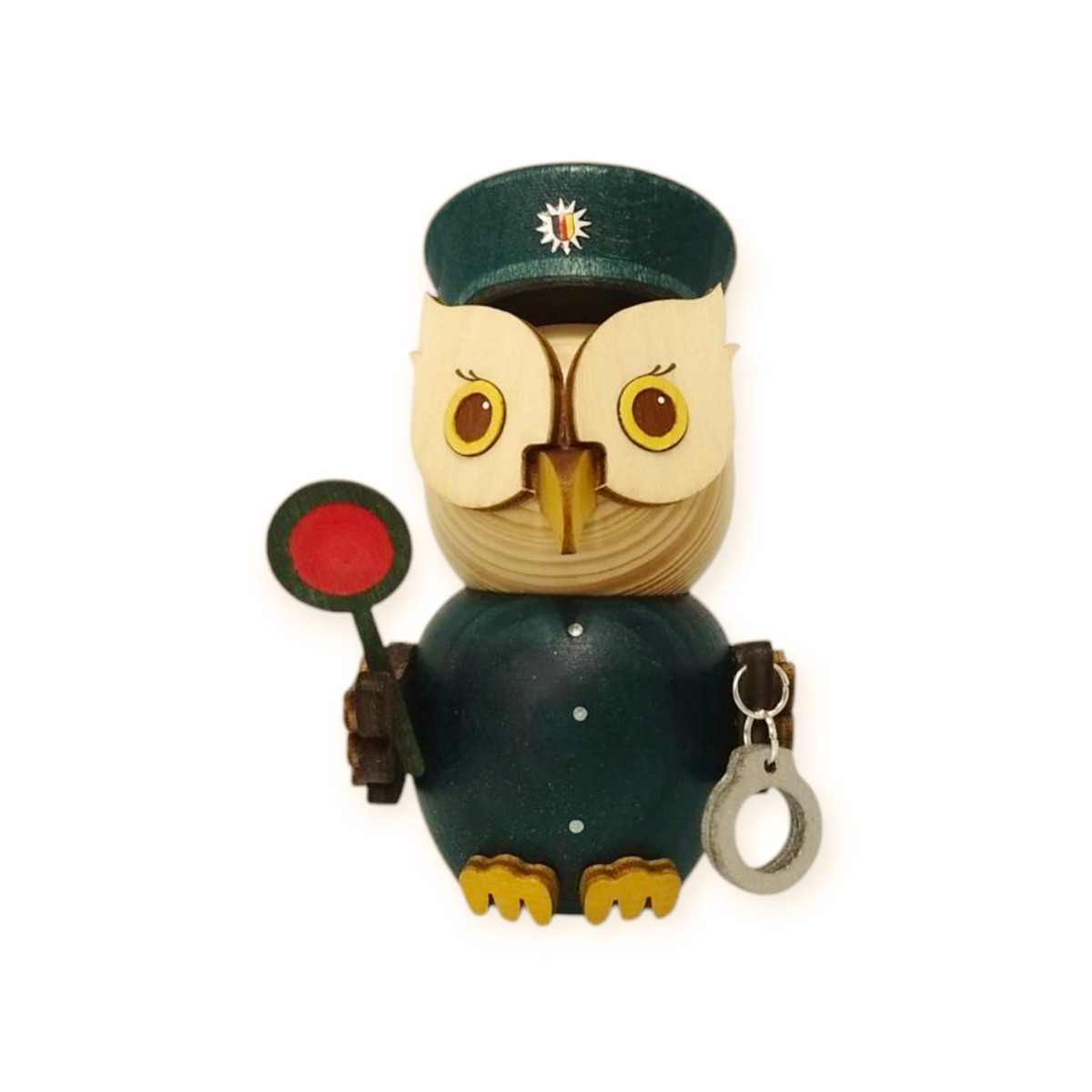 Wooden figure mini owl policeman