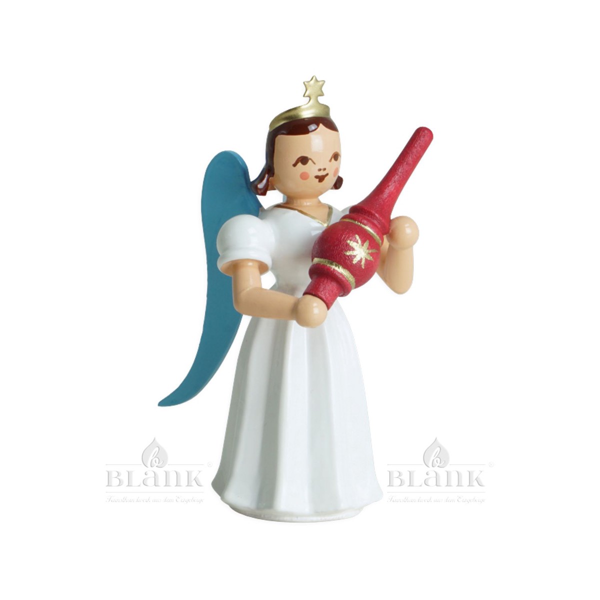 Blank long skirt angel with Christmas tree topper, colored