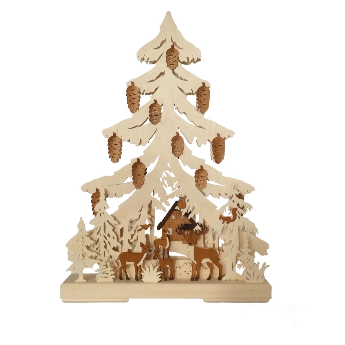 Christmas tree forest animals in a clearing