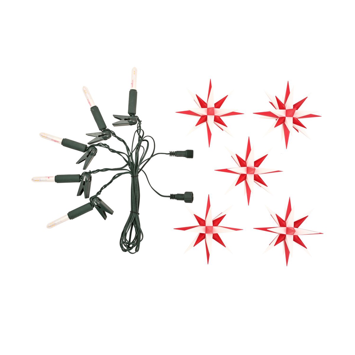 Herrnhuter 5-Star Chain & Expansion Set white/red with LED