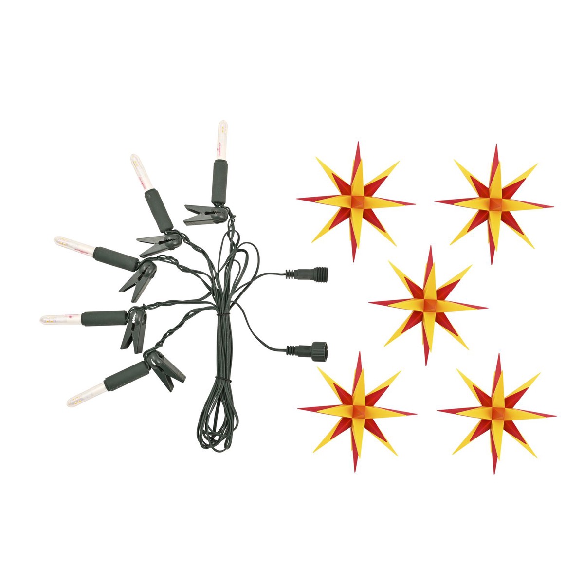 Herrnhuter 5-Star Chain & Expansion Set yellow/red with LED