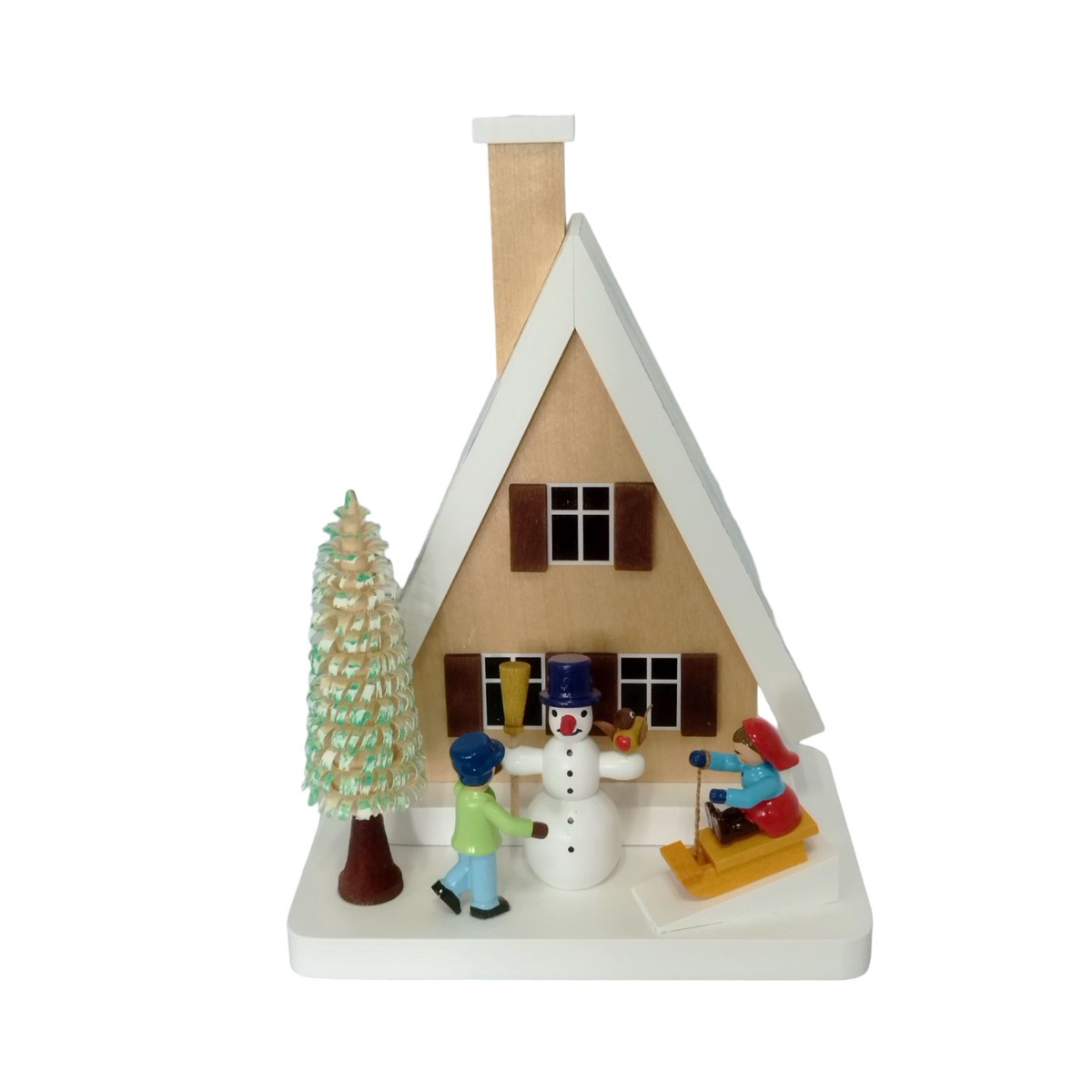 Smokehouse with snowman