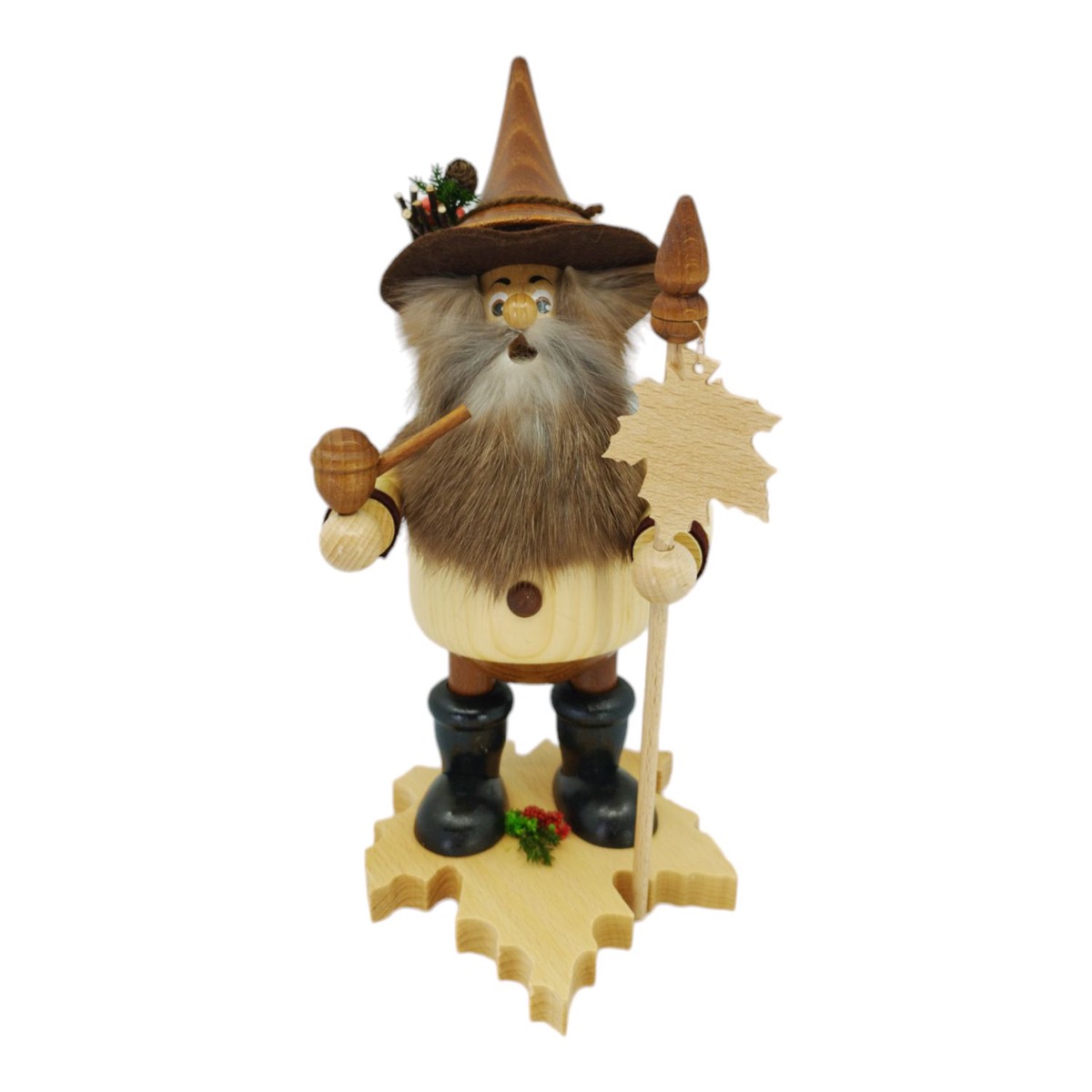 Smoking man maple leaf gnome, natural