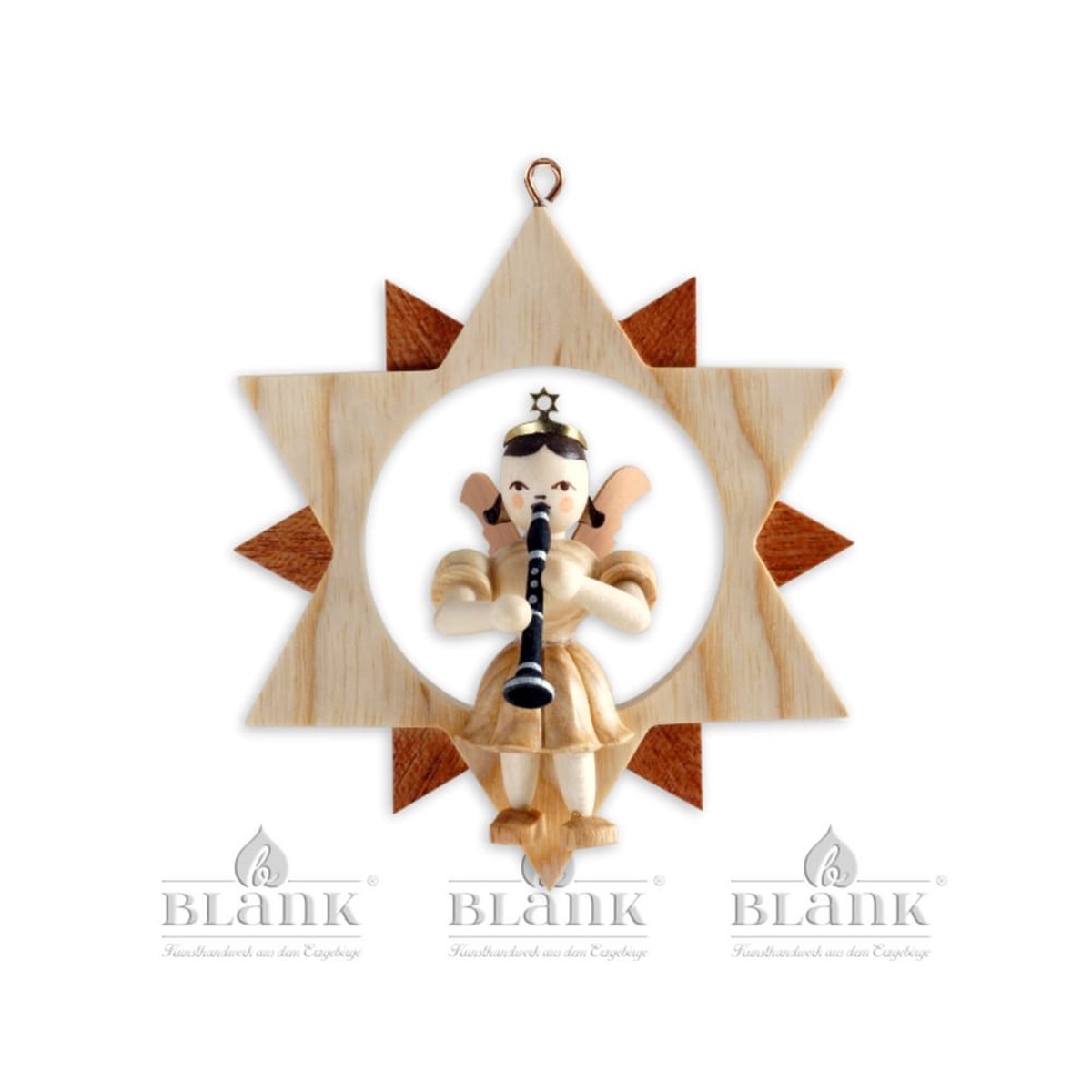 Blank short skirt angel in the star with clarinet