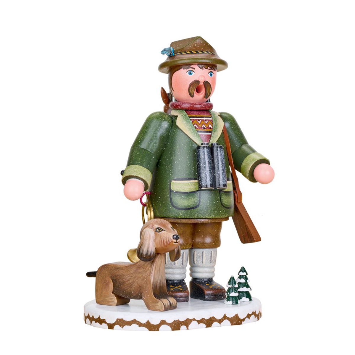 Hubrig winter child smoker hunter with dog