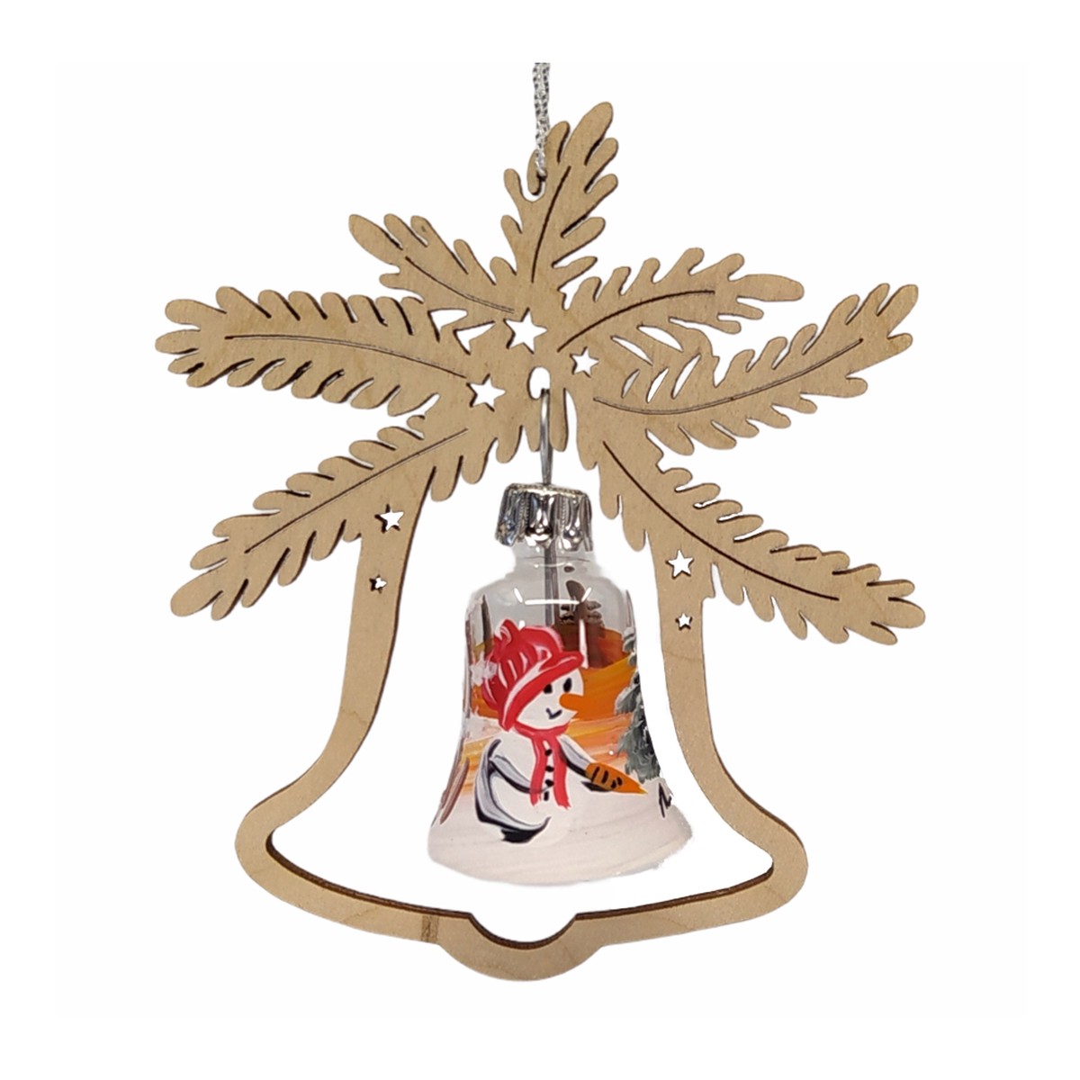 Tree hanging, glass ball snowman, in the bell