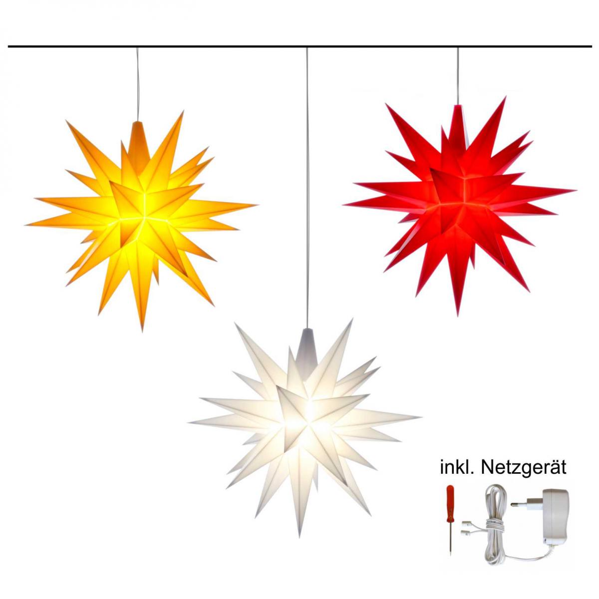 Herrnhuter plastic Star Set 13cm yellow, white, red inkl. LED & power supply