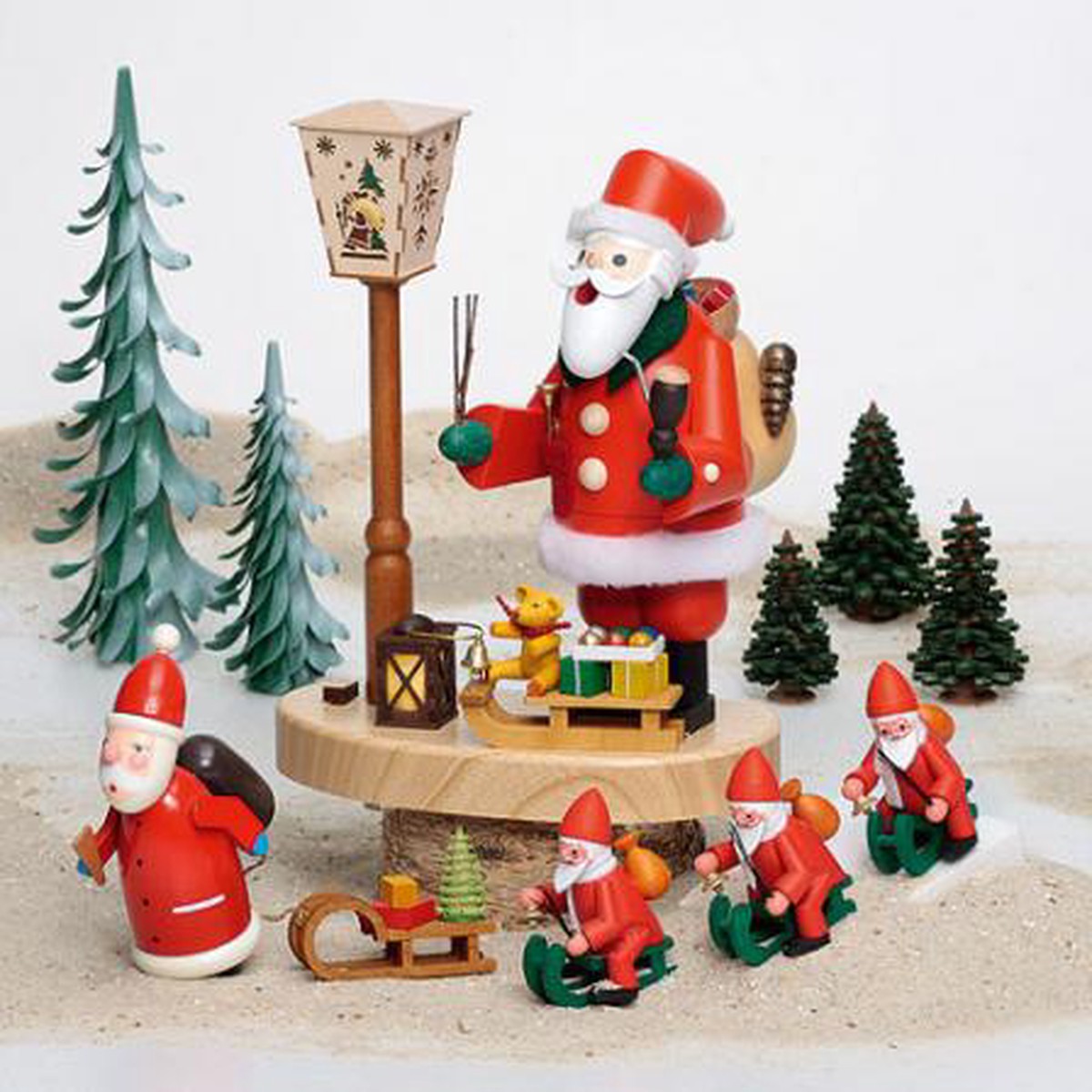 Ruchermann Weihnachtsmann an Laterne mit Batteriebetrieb