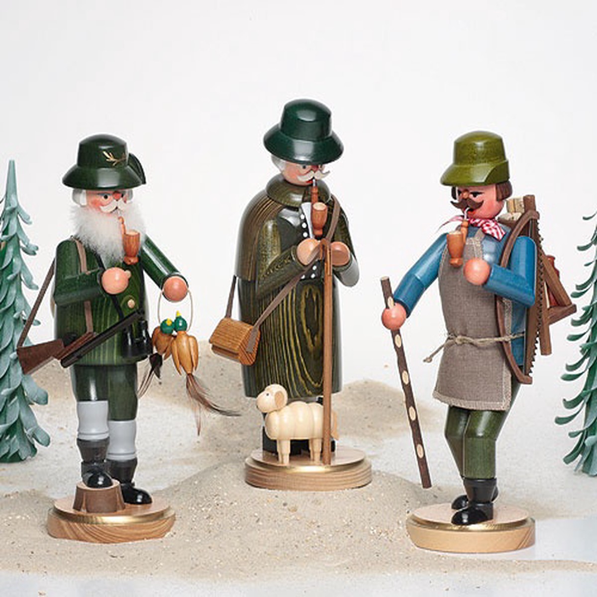 Smoker striding forest worker
