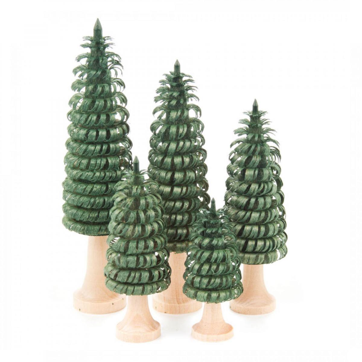 green ribbed trees, 5 pieces
