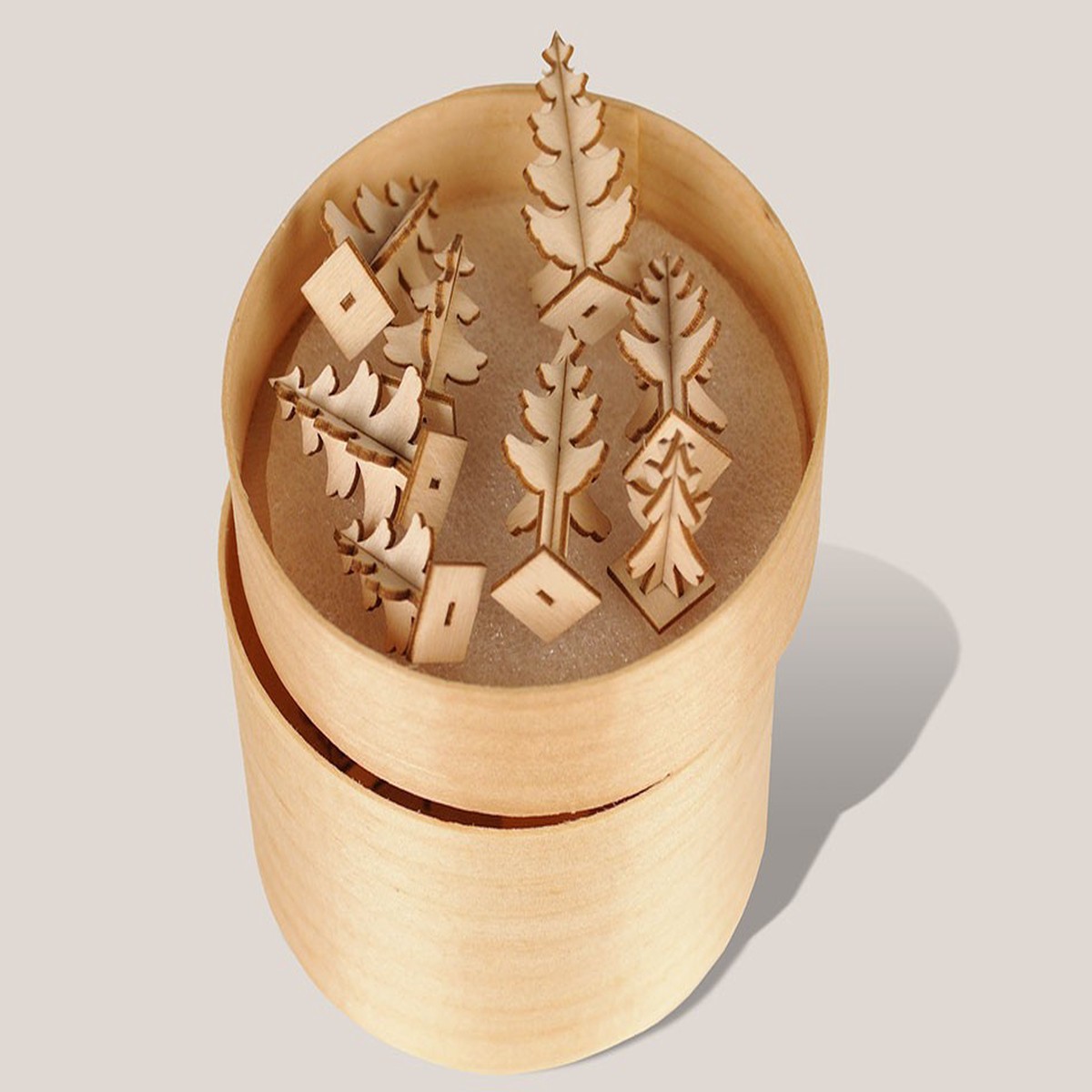 thumbnail firs set in wooden box
