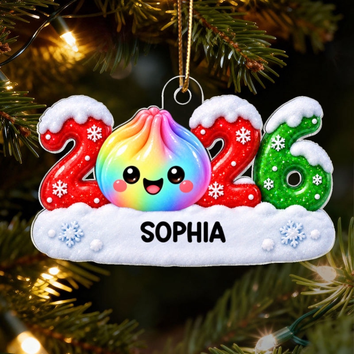 2026 Trending Christmas Dumpling Dim Sum Custom Name - Personalized Acrylic Ornament - Christmas Gift, Keepsake For Kids, Teenagers - Acrylic | 3.54" | 1 Ornament