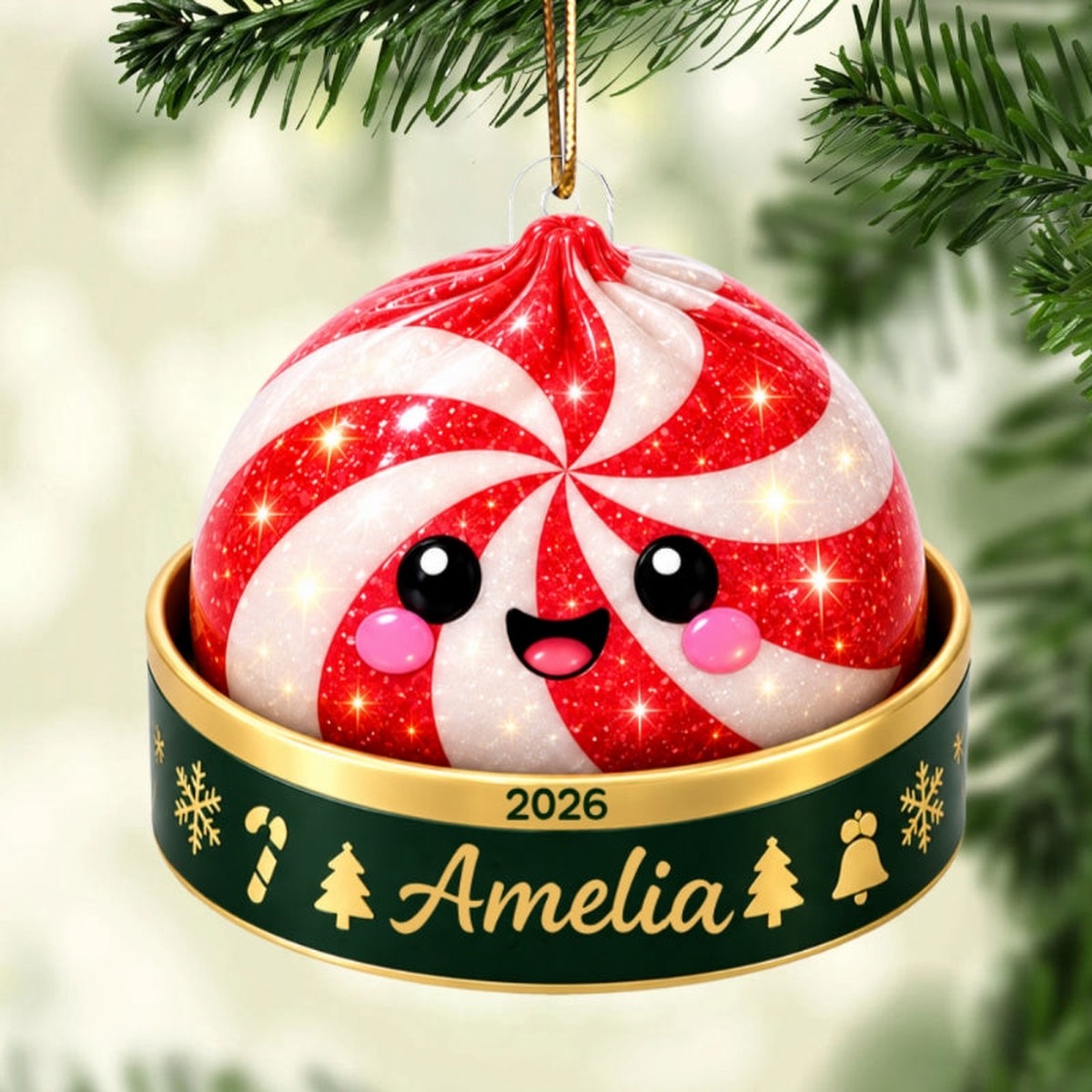 Christmas Squishy Dumpling - Personalized Acrylic Ornament - Christmas Gift for Daughter, Son, Grandkids, Family - Acrylic | 3.54" | 1 Ornament