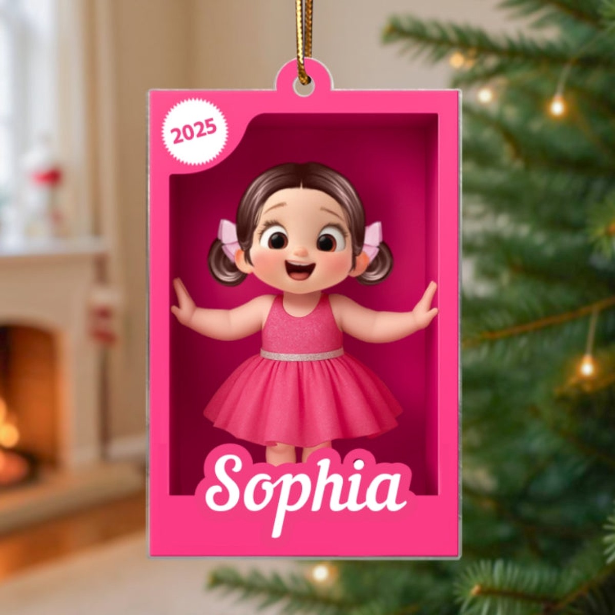 Personalized Kid In Toy Box 3D Acrylic Ornament, Christmas Gift For Kids, Grandkids - Acrylic | 3.54" | 1 Ornament