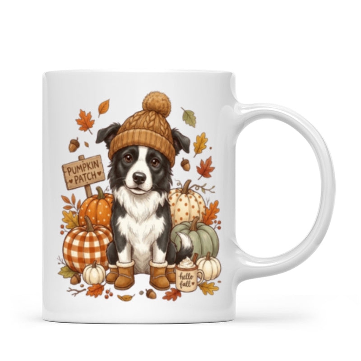 Custom Dog Photo Pumpkin Patch - Personalized Mug - Fall Gift for Dog Moms, Cat Moms, Pet Lovers - Ceramic Mug | white | 11oz