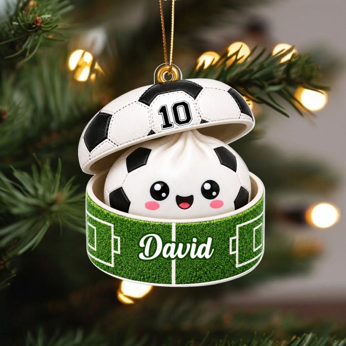 Custom Soccer Dumpling Squishy Style - Personalized Acrylic Ornament - Christmas Gift for Daughter, Son, Grandkids - Acrylic | 3.54" | 1 Ornament