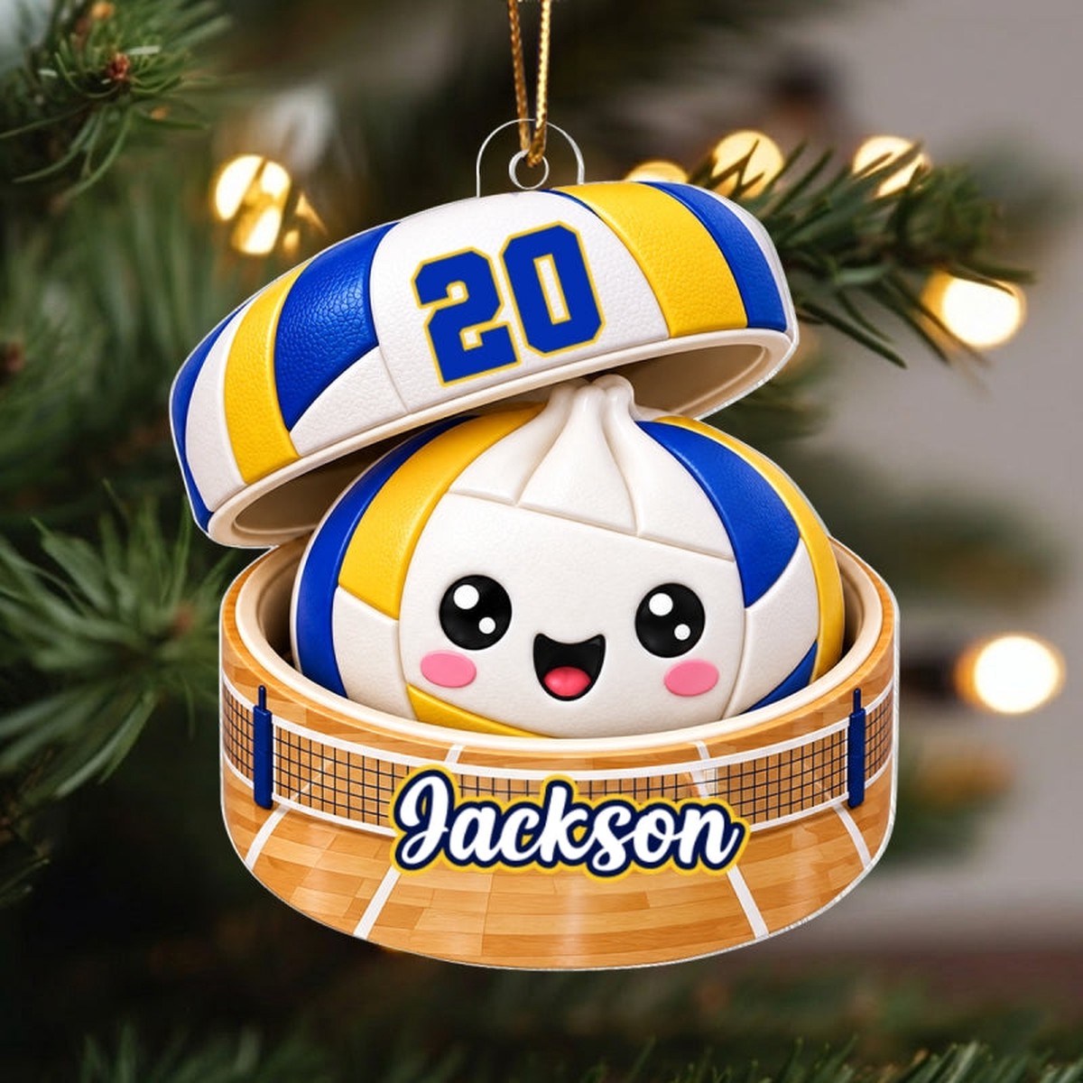 Custom Volleyball Dumpling Squishy Style - Personalized Acrylic Ornament - Christmas Gift for Daughter, Son, Grandkids - Acrylic | 3.54" | 1 Ornament