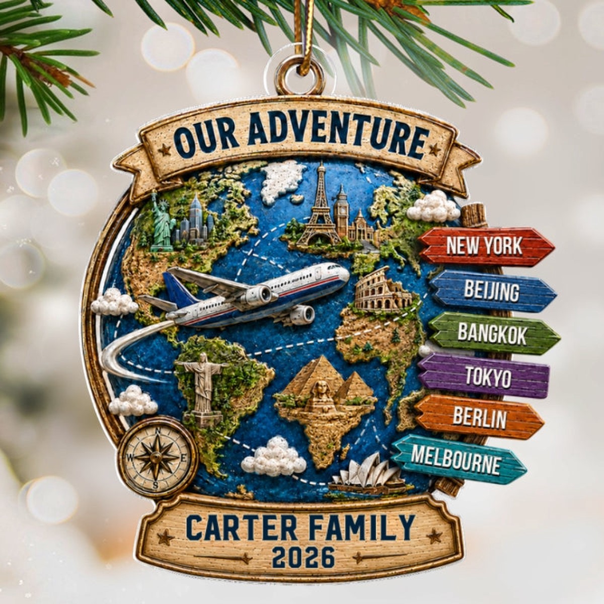 Trending Travel Adventure - Personalized Acrylic Ornament - Gifts For Couple, Family - Acrylic | 3.54" | 1 Ornament