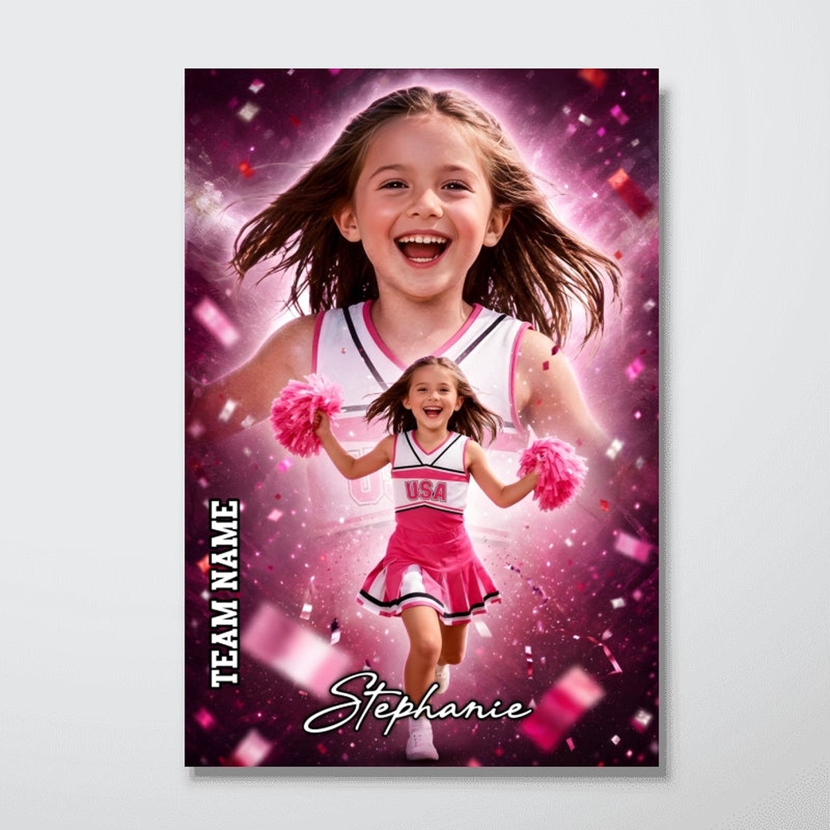 Born to Cheer - Personalized Poster - Gift For Cheerleading Team Girls, Daughters, Granddaughters - 8"x12"