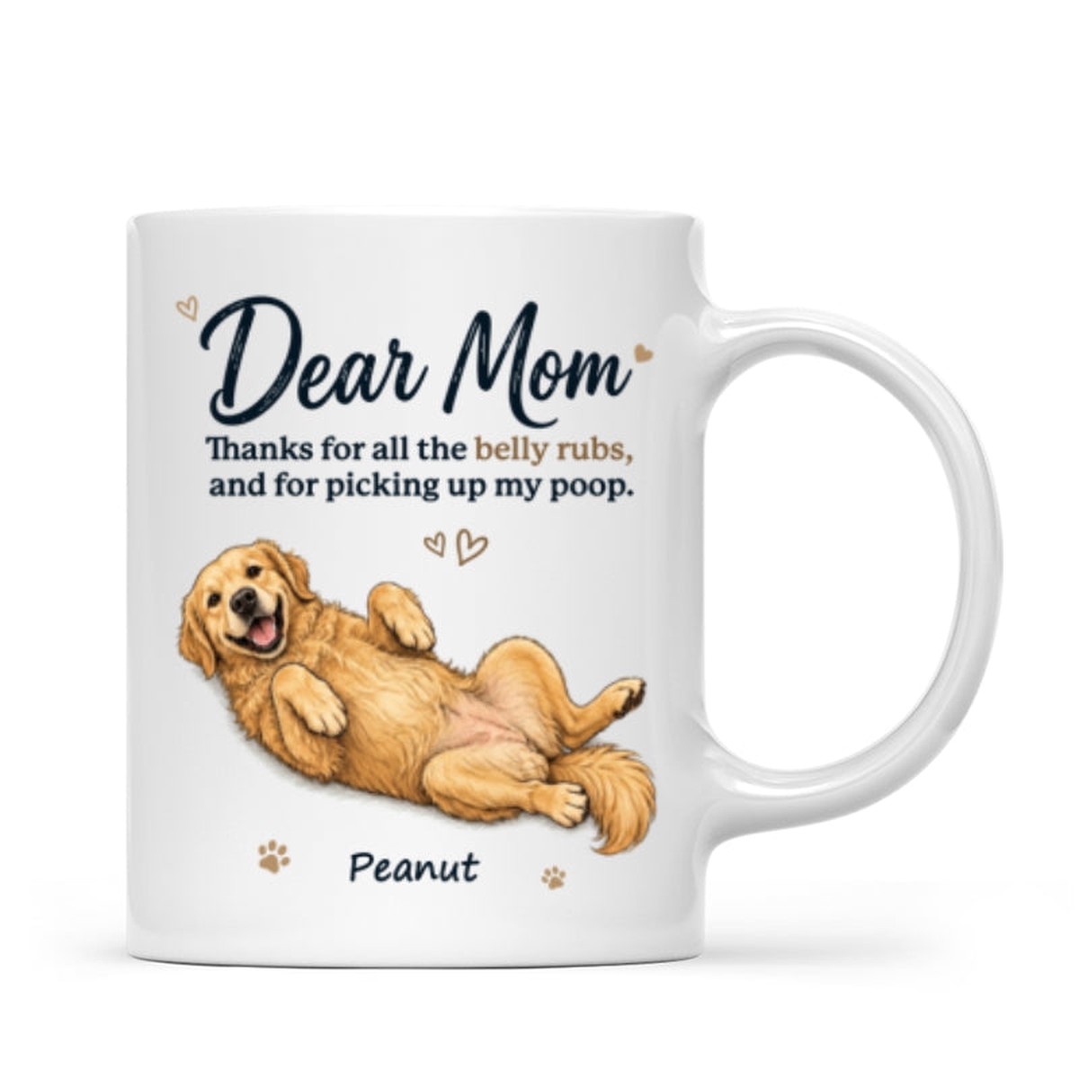 Dear Dad Mom Thank You For All The Belly Rubs Custom Dog Photo - Personalized Mug - Gift For Dog Lover - 11oz | Ceramic Mug | white