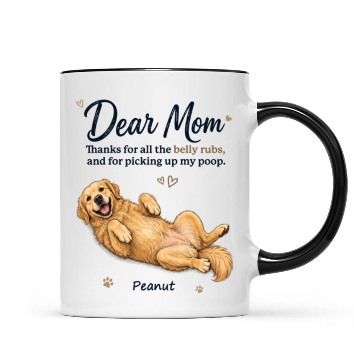 Dear Dad Mom Thank You For All The Belly Rubs Custom Dog Photo - Personalized Mug - Gift For Dog Lover - 11oz | Two Tone Mug | Black Accent