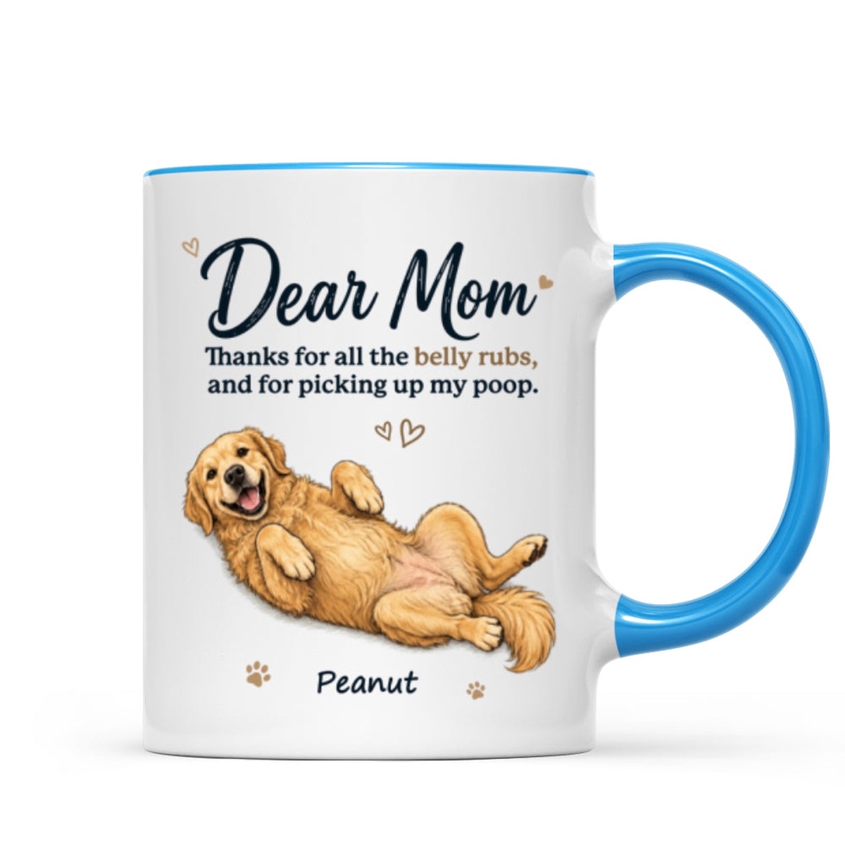 Dear Dad Mom Thank You For All The Belly Rubs Custom Dog Photo - Personalized Mug - Gift For Dog Lover - 11oz | Two Tone Mug | Light Blue Accent