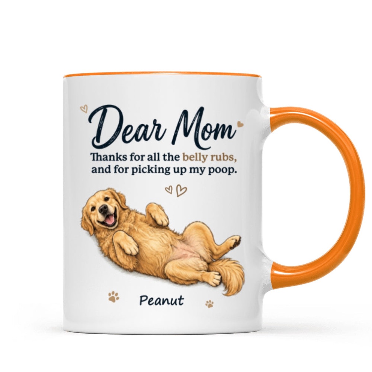 Dear Dad Mom Thank You For All The Belly Rubs Custom Dog Photo - Personalized Mug - Gift For Dog Lover - 11oz | Two Tone Mug | Orange Accent