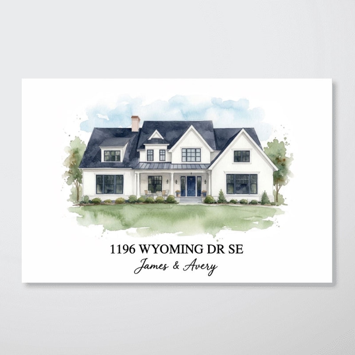 Home Sweet Home Custom Portrait - Personalized Poster - Housewarming Gift, Our First Home Sign - 12"x8"