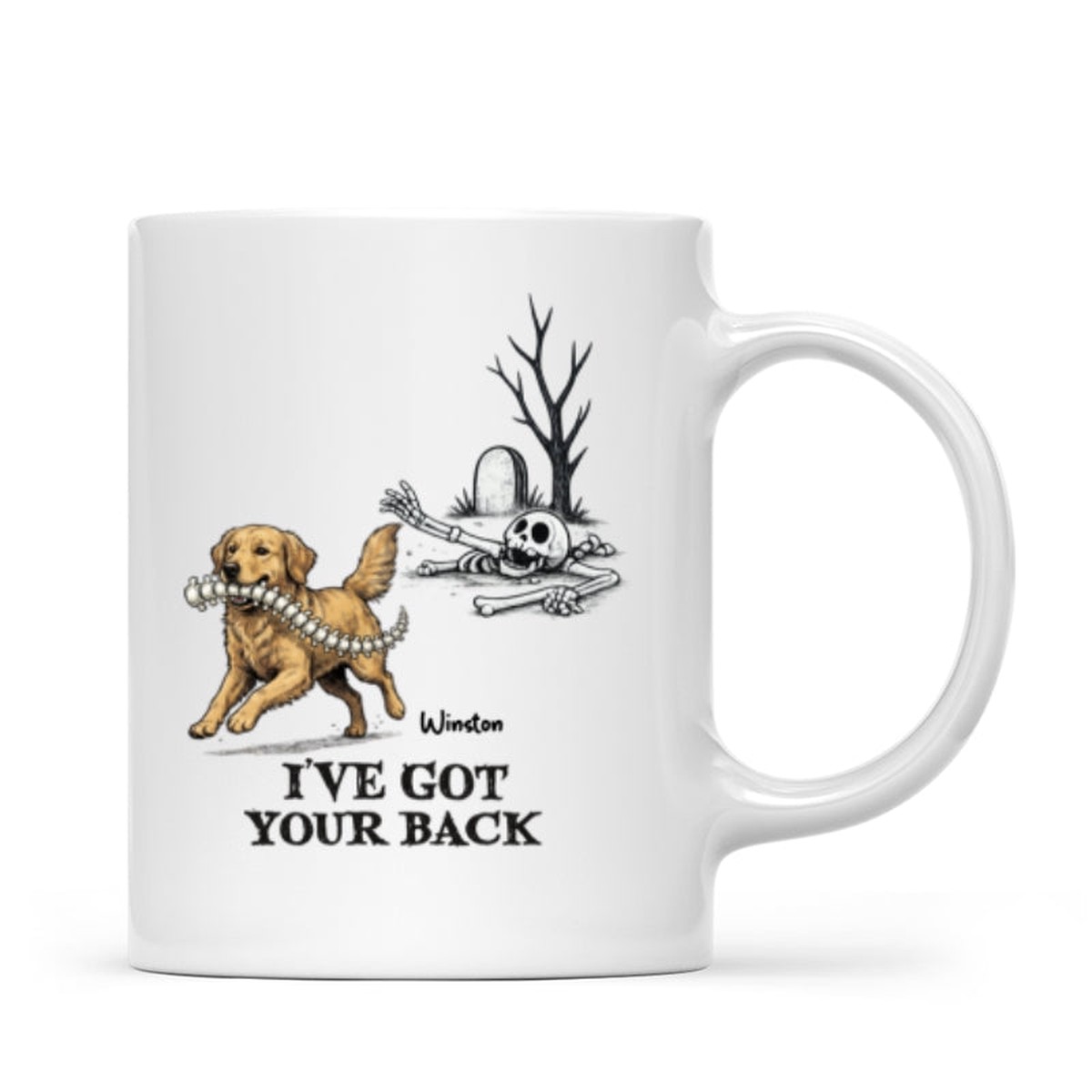 I've Got Your Back Dog Stealing Backbone From Your Dog Photo - Personalized Mug - Funny Halloween Drinkware For Dog Lovers - 15oz | Ceramic Mug | white