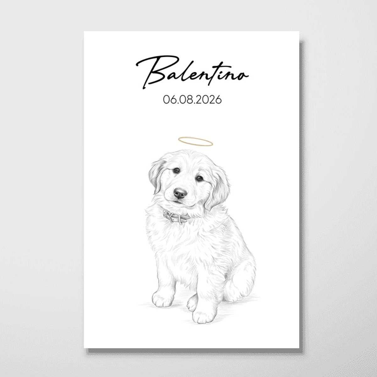 Custom Pet Memorial Portrait - Personalized Poster - Pet Loss Gift, Dog Cat Remembrance - 8"x12"