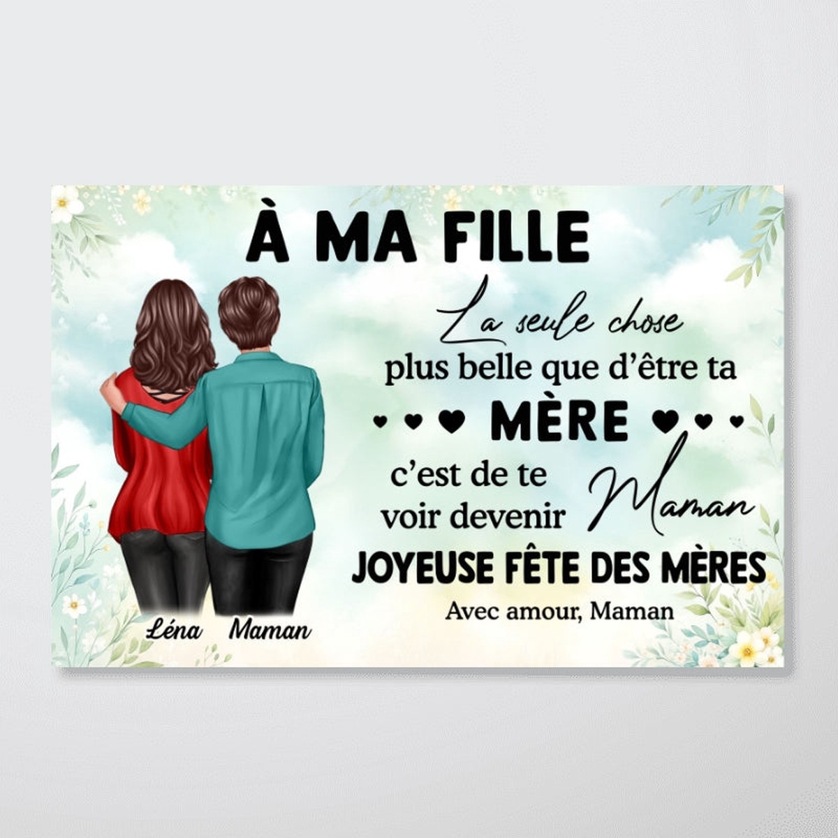  ma fille  Te voir devenir maman  Affiche personnalise  Cadeau de Fte des Mres pour ma fille - 12"x8"