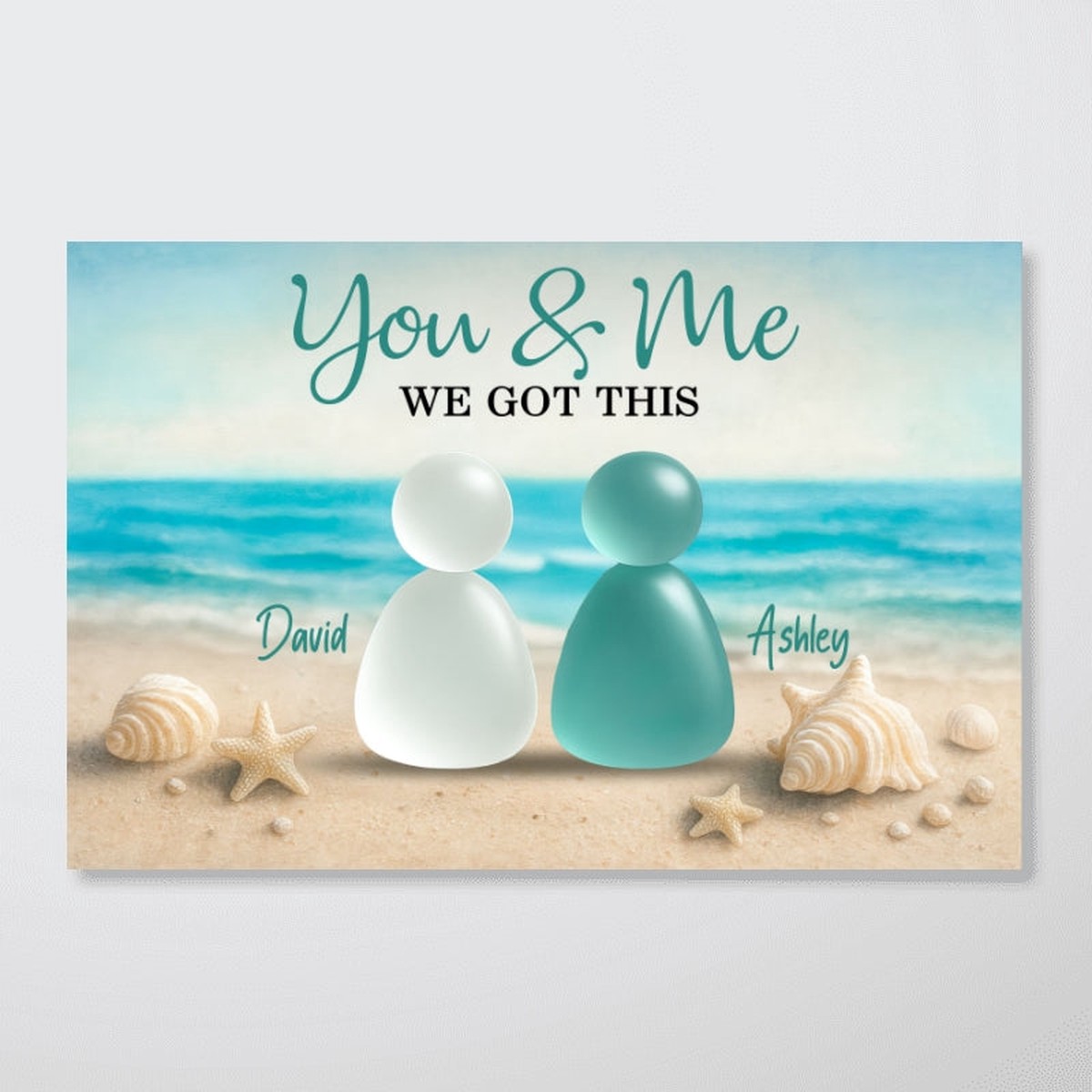 3D Sea Glass Effect Eternal Love Couple Christmas - Personalized Poster - 12"x8"