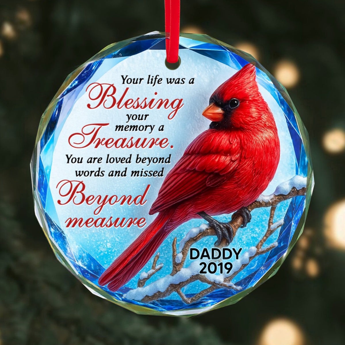 Your Life Was a Blessing 3D Effect - Personalized Glass Ornament - Heartwarming Christmas Keepsake for Loved Ones - Glass | 3.07" | 1 Ornament