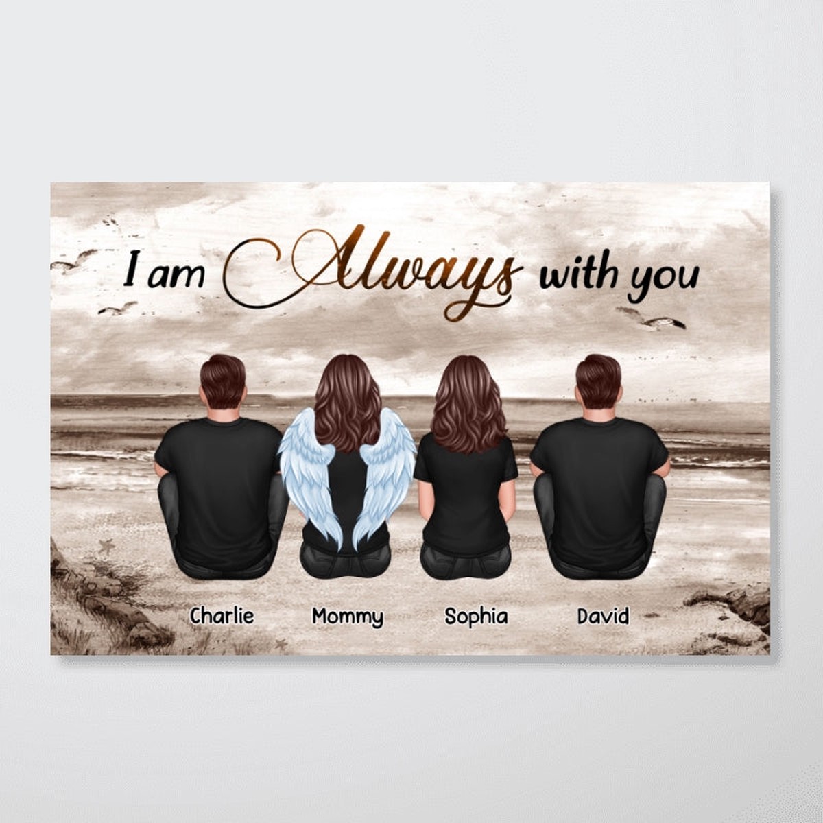 Always With You Sky Family Members, Memorial Personalized Poster, Sympathy Gift - 12"x8"