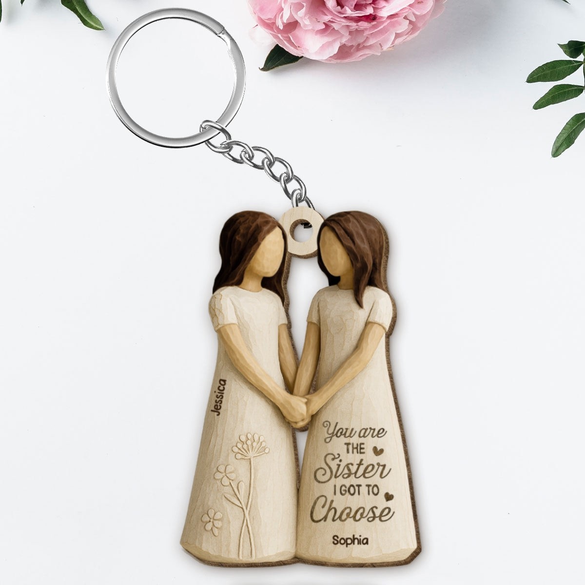 You Are The Sister I Got To Choose Personalized Wooden Keychain, Birthday Gift Friendship Gift for Besties, Best Friends - Wood | S - 2.35" | 1 Keychain