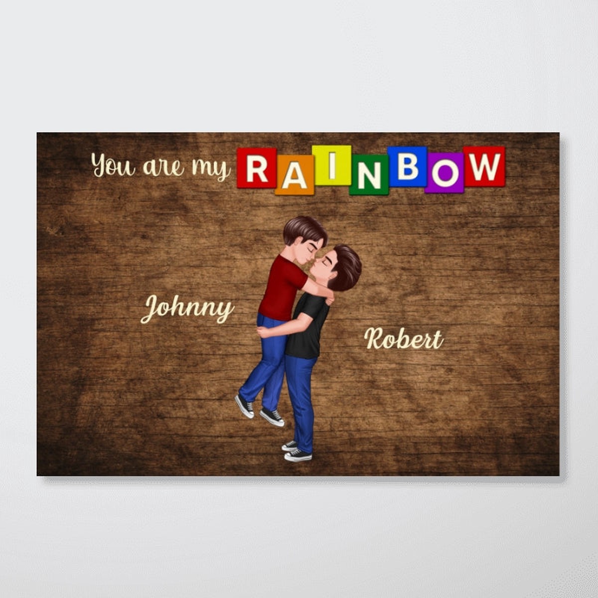 You Are My Rainbow LGBTQ Couple Personalized Poster, Pride Month Gift - 12"x8"