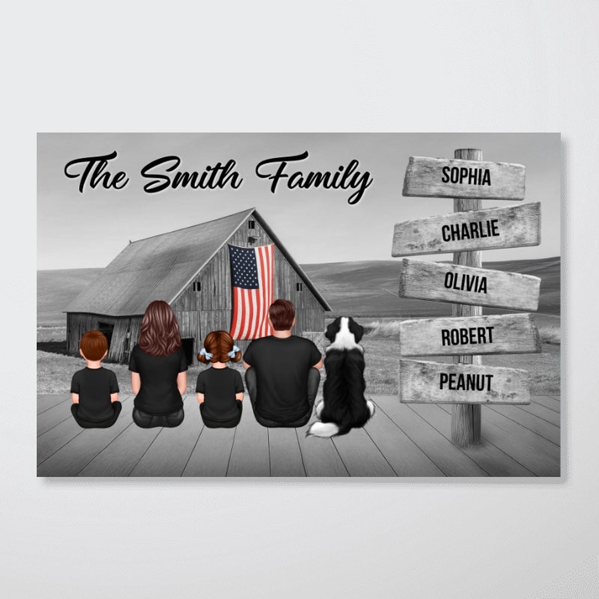 American Family Barn House Personalized Poster, Unique Father's Day Gift For Dad - 12"x8"