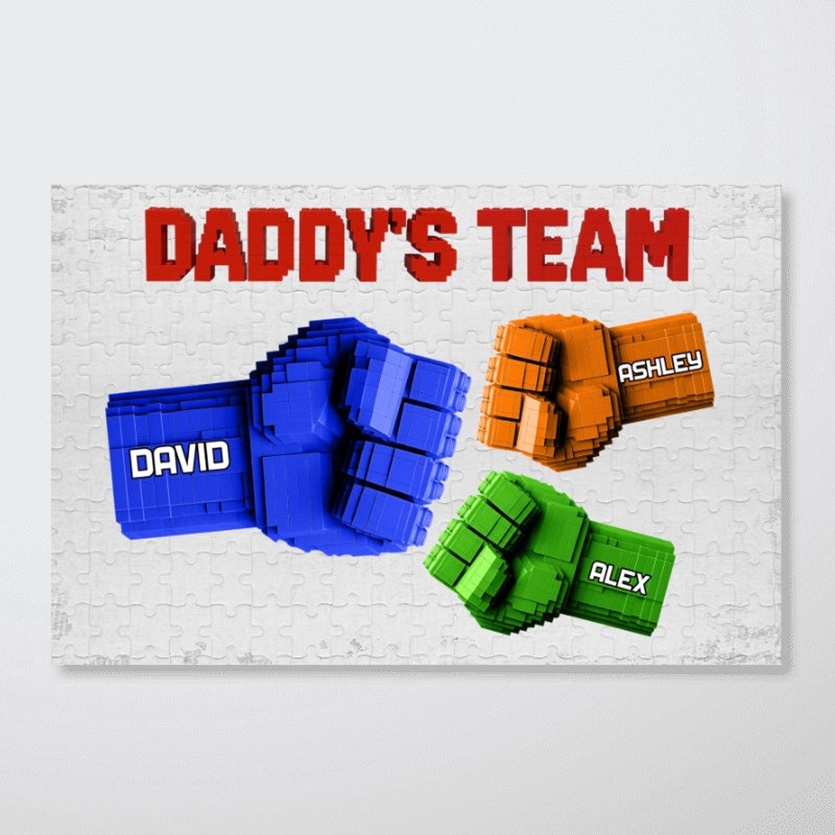 3D Effect Fist Bump Block Daddy Team Personalized Poster - 12"x8"