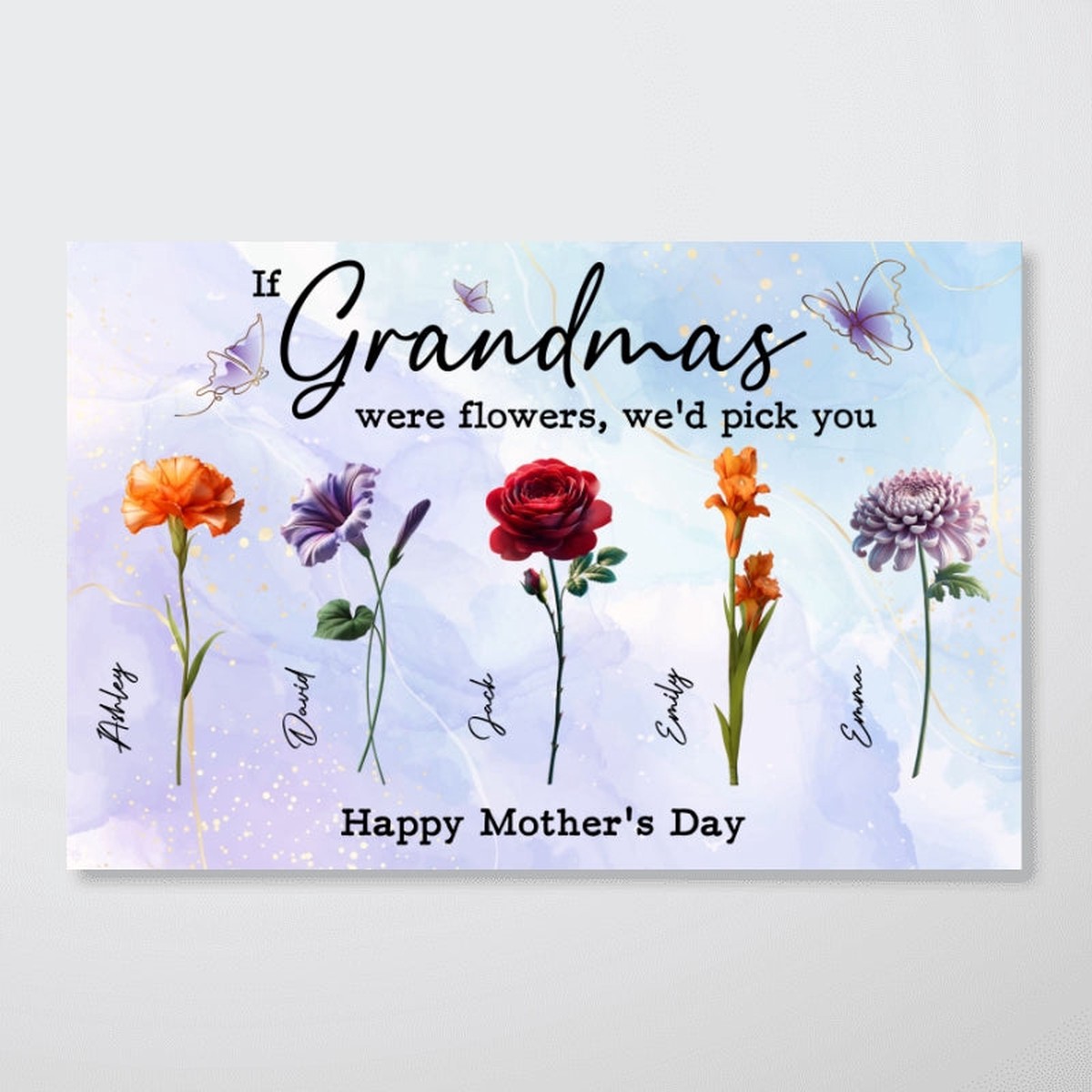 3D Effect Birth Month Flowers Grandma Mom If You Were Flowers Personalized Poster, Gift - 12"x8"