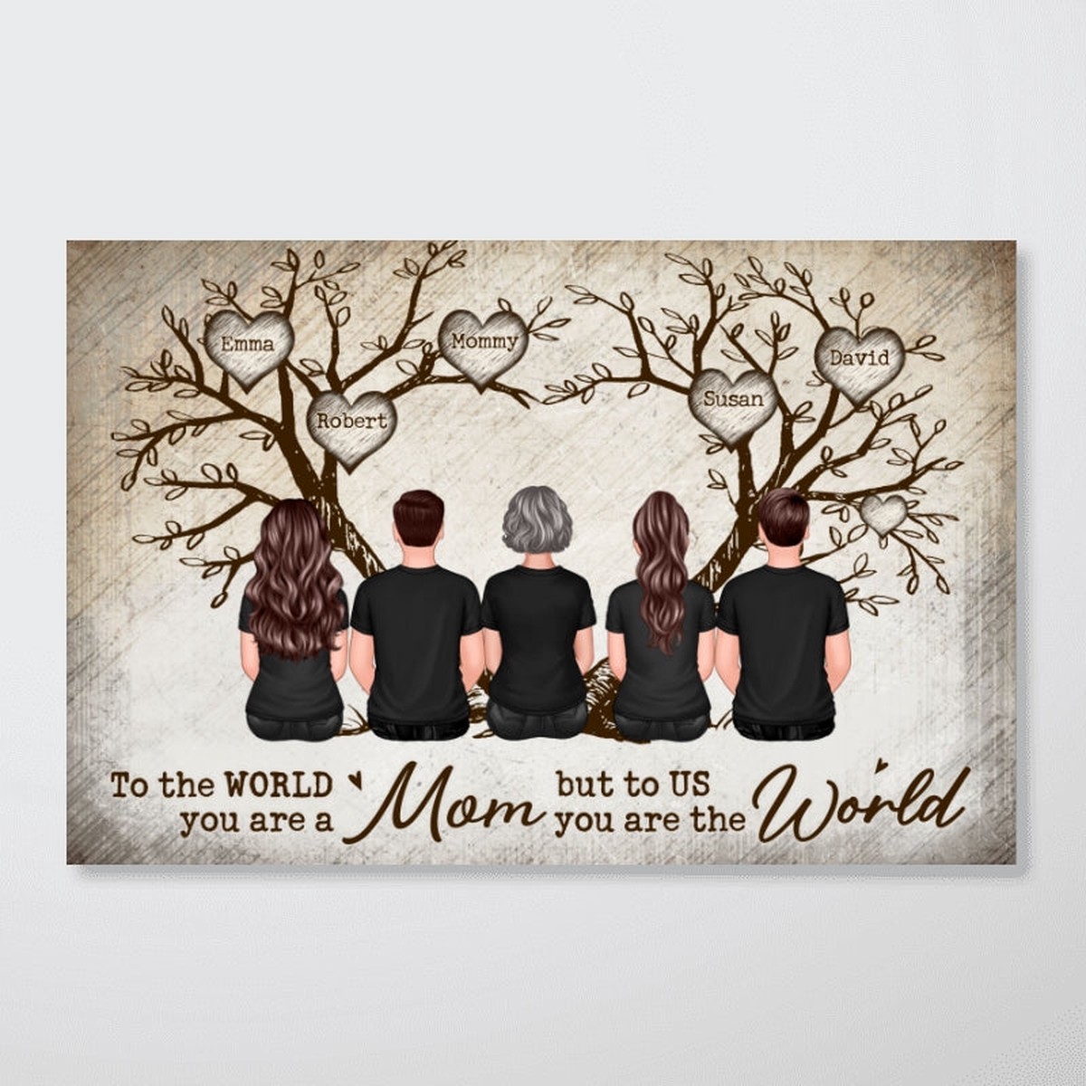 A Tree Of Family Hearts To The World You Are A Mom Personalized Poster, Gift For Mom - 12"x8"
