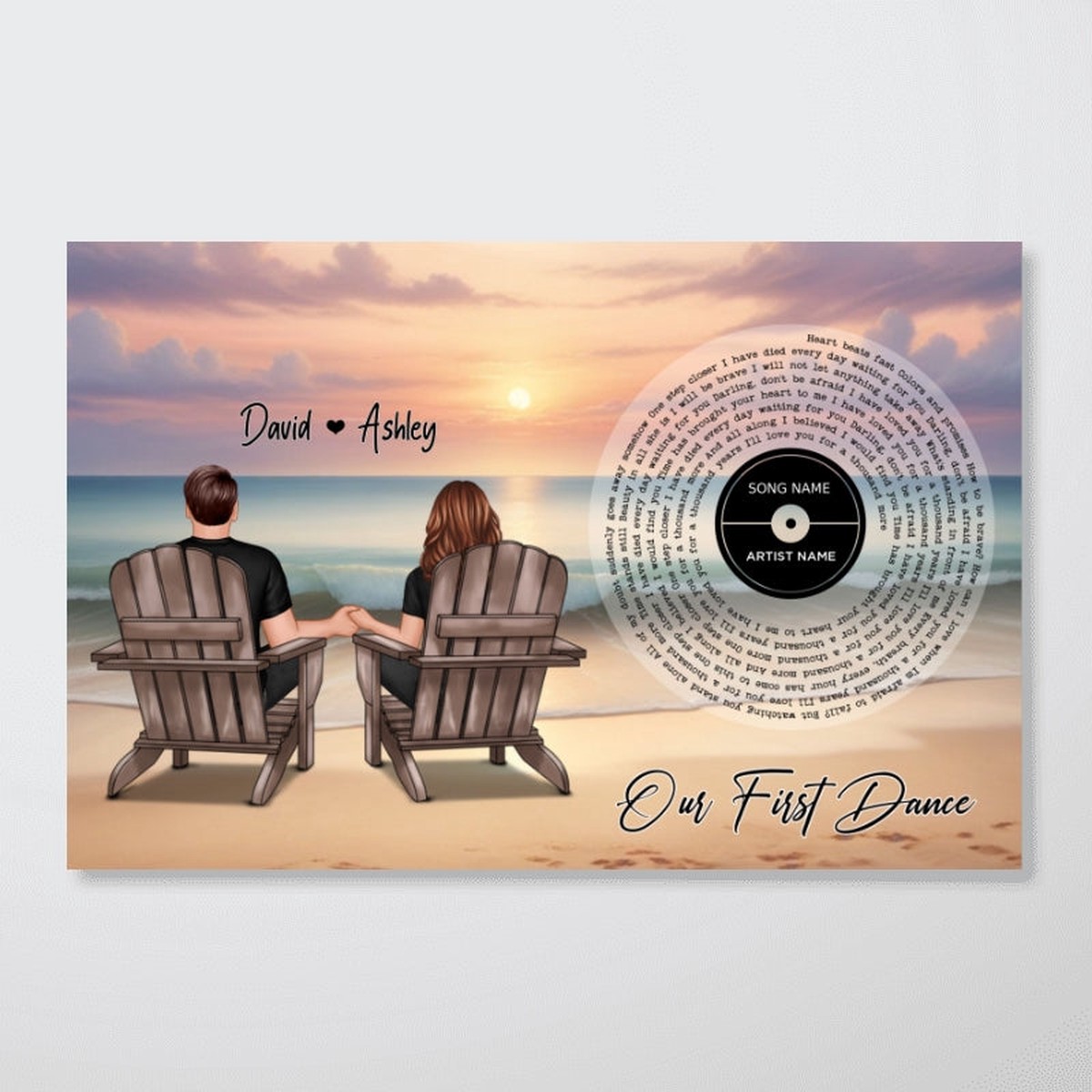 You And Me Beach Landscape Favorite Song Vinyl Lyrics Personalized Poster, Heartfelt 2025 Gift, Anniversary Gift, Birthday Gift For Him, For Her, Boyfriend, Girlfriend, Husband,